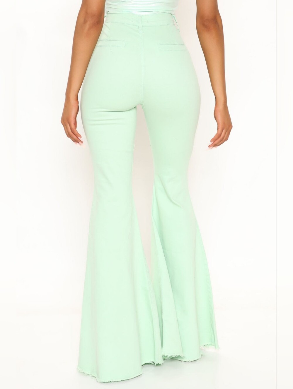Fashion Nova Naples Super Stretch Mint High-Rise Extreme Flare Jeans - Picture 3 of 5